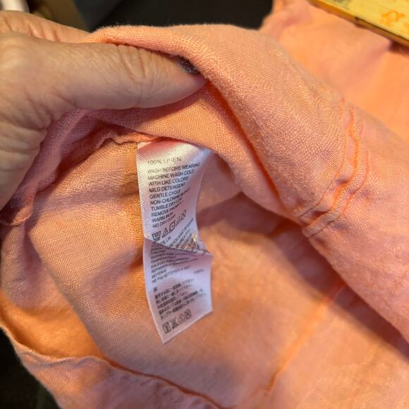Tommy Bahama Women’s 100% Linen Button Front Shirt Coral Pink Long Sleeve Size M - Picture 6 of 6